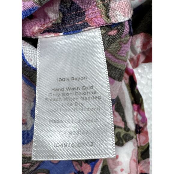 Talbots Petites Top Womens Petite Pink Floral Peasant Boho Long Sleeve Blouse - Picture 4 of 8